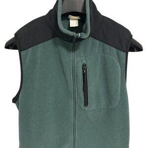 LL Bean Men's Medium Fleece Full Zip Vest Gray Sleeveless Zipped Pocket
